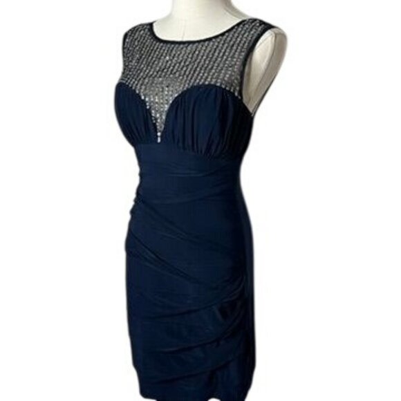 Stunning Black Mesh Sheer Prom Cocktail Dress Womens S Sequin Formal 90s Y2K - Picture 6 of 16